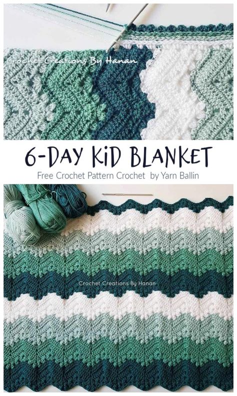 7 6-Day Blanket Free Crochet Patterns - DIY Magazine Zig Zag Crochet, Kid Blanket, Easy Crochet Baby Blanket, Easy Crochet Baby, Crochet Baby Blankets, Crochet Patterns Free Blanket, Kids Blankets, Baby Blanket Pattern, Crochet Sewing