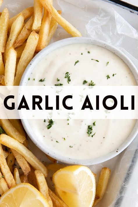 Garlic Aioli is a super flavorful sauce or dip that goes perfectly with all your favorite recipes like sandwiches, burgers, fries, fish, and so much more! Here I will show you how to make this super easy garlic aioli recipe using just a handful of super simple delicious ingredients. Aioli Recipe Easy, Easy Aioli, Garlic Aioli Dip, Aioli Sauce Recipe, Garlic Aioli Sauce, Garlic Aioli Recipe, Aioli Sauce, Aioli Recipe, Clam Recipes