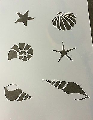 Sea Shells Beach A4 Mylar Reusable Stencil Airbrush Painting Art Craft | eBay Beach Stencils, Stencils Printables Templates, Spray Paint Stencils, Cool Stencils, Airbrush Painting, Tantra Art, Mural Stencil, Shells Beach, Seashell Painting