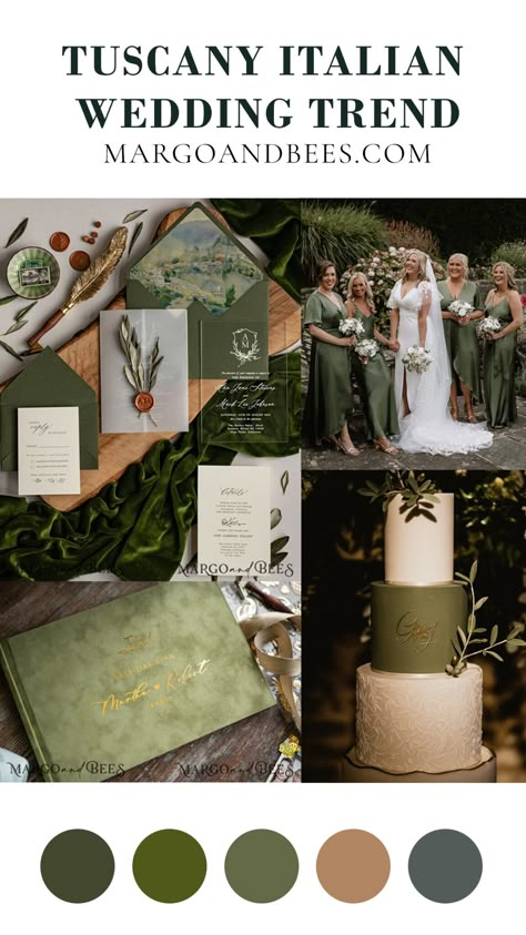 Elegance Amidst the Olive Groves: 8 Wedding Essentials for Your Tuscan Green Olive Wedding Day – blog MargoAndBees Under The Tuscan Sun Wedding, Olive Green And Gray Wedding, Tuscany Theme Wedding, Olive And Beige Wedding, Olive Green Themed Wedding, Deep Olive Green Wedding, Olive Tree Themed Wedding, Tuscan Wedding Theme Color Schemes, Tuscan Wedding Colors