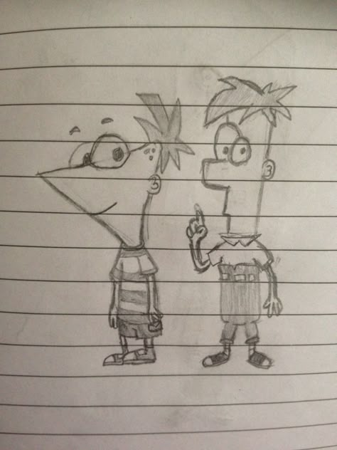 Half Drawing, Phineas And Ferb Drawings, Phineas And Ferb Sketch, Summer Sketches, Easy Graffiti Drawings, Hipster Drawings, Disney Drawings Sketches, Easy Love Drawings, Easy Cartoon Drawings