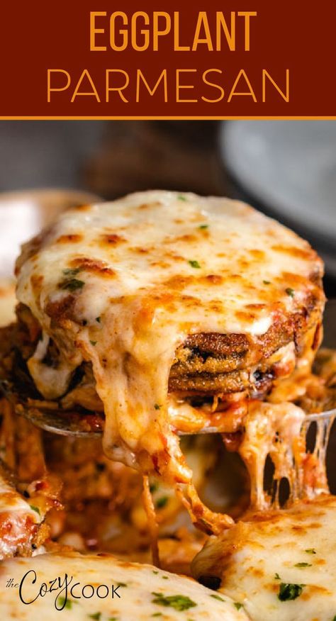 This Eggplant Parmesan Recipe belongs in a restaurant! These detailed instructions will show you how to easy it is to get your eggplant crispy. You can even make this delicious dinner ahead of time! Eggplant Parmesan Lasagna, Best Eggplant Parmesan Recipe, Best Eggplant Parmesan, Eggplant Parmesan Recipe, Eggplant Recipes Easy, Cozy Cook, Eggplant Recipes Parmesan, Eggplant Parm, Egg Plant