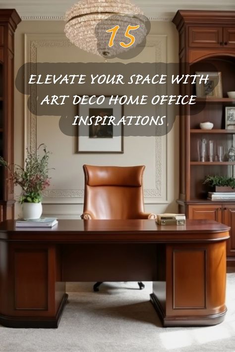 Step into a world of sophistication and style with these 15 stunning Art Deco home office inspirations. The luxurious wooden finishes, elegant lighting, and tasteful decor create an inviting workspace that encourages creativity and productivity. I love how these designs blend classic elements with modern functionality, making it the perfect environment for both work and inspiration. Art Deco Office Decor, Art Deco Home Office, Midcentury Office, Art Deco Office, Art Deco Elements, Home Office Design Ideas, Art Deco Inspiration, Office Renovation, Office Design Ideas