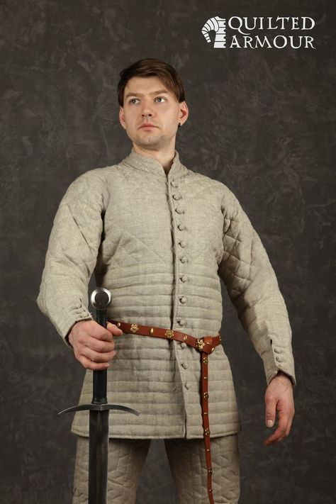 Medieval gambeson with special stitching Gambison Medieval, Medieval Gambeson, Mid Evil, Sci Fi Clothing, Medieval Shields, Warriors Illustration, Historical Armor, Clothing Reference, Drawing Exercises