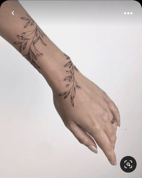 Small Tattoo For Women, Red Flower Tattoos, Wrap Around Wrist Tattoos, Wrap Around Tattoo, Cuff Tattoo, Branch Tattoo, Flower Wrist Tattoos, Farmhouse Wall Clock, Foot Tattoos For Women