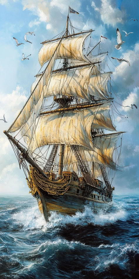 Universe Hd Wallpapers, Golden Vanity, Universe Hd, Ship Mast, Ship Images, Pirate Ship Art, Boats Wallpaper, Sea Drawing, Navi A Vela