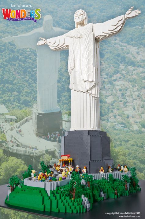 LEGO Christ the Redeemer Statue Lego Patterns, Minecraft Statues, Christ The Redeemer Statue, Loft Style Bedroom, Lego Buildings, Jesus Statue, Hot Dog Stand, Lego Activities, Awesome Lego