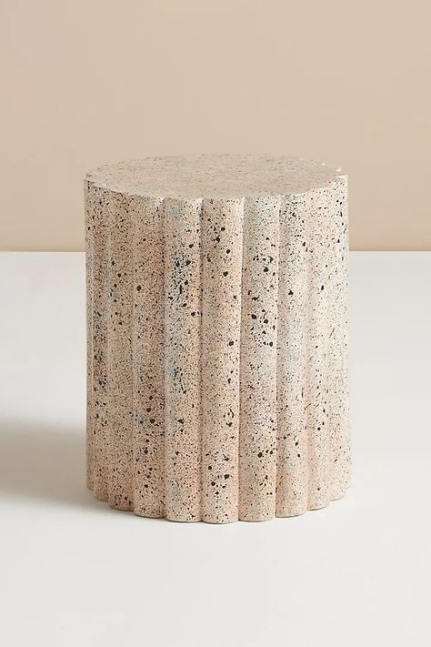 Channel Tufted Ceramic Stool | Anthropologie Cement Outdoor, Terrazzo Furniture, Summit Furniture, Unique End Tables, Ceramic Stool, Magnesium Oxide, Dream Furniture, Unique Coffee Table, Outdoor Side Table