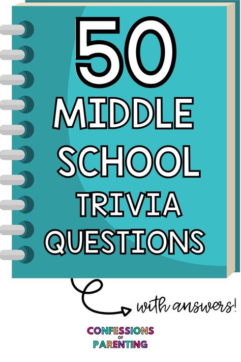 Looking for a fun activity to get your middle schooler’s brain working? These 50 middle school trivia questions are just what they need! They even have answers!! Back To School Trivia, Activities For Middle Schoolers Fun, Games For Middle Schoolers, Activities For Middle Schoolers, Middle School Games, School Quiz, Fun Quiz Questions, Fun Trivia Questions, Middle School Activities