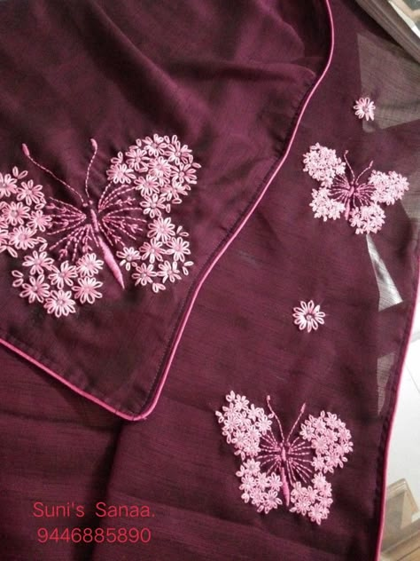 Saree Hand Embroidery Designs, Hand Embroidery Designs For Sarees, Hand Embroidery Dress Simple, Hand Embroidery Saree Designs, Saree Handwork Designs, Saree Embroidery Design Simple, Simple Hand Embroidery Designs For Kurti, Saree Embroidery Patterns, Hand Embroidery On Saree