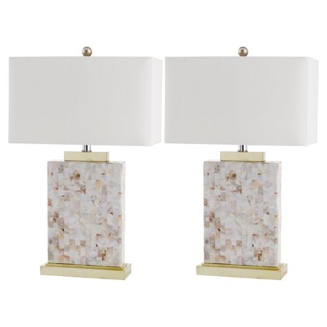 Safavieh Tory LIT4107A Shell Table Lamp - Set of 2 - Walmart.com Shell Table Lamp, Shell Table, Gold Accent Table, Cfl Bulbs, Lamp Set, Standard Lamps, Table Lamp Shades, Table Lamp Sets, Lamp Sets