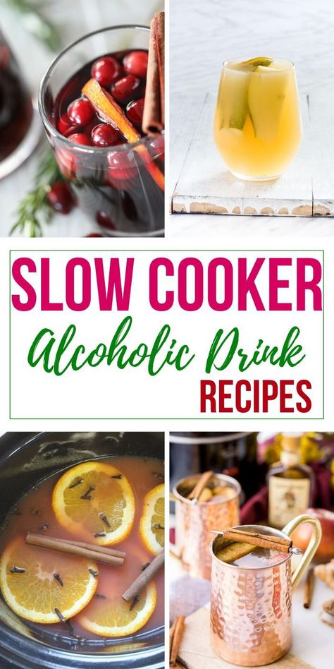 Crockpot Fall Drinks Alcohol, Slow Cooker Fall Drinks, Crockpot Boozy Drinks, Crock Pot Cocktails, Crockpot Beverages Fall, Crock Pot Alcoholic Drinks, Holiday Crockpot Drinks, Slow Cooker Alcoholic Drinks, Thanksgiving Hot Alcoholic Drinks