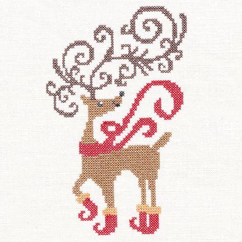 Cross Stitch Reindeer, Reindeer Cross Stitch, Embroidered Cross, Cross Stitch Freebies, Xmas Cross Stitch, Embroidery Christmas, Christmas Patterns, Cross Stitch Christmas, Stitch Christmas