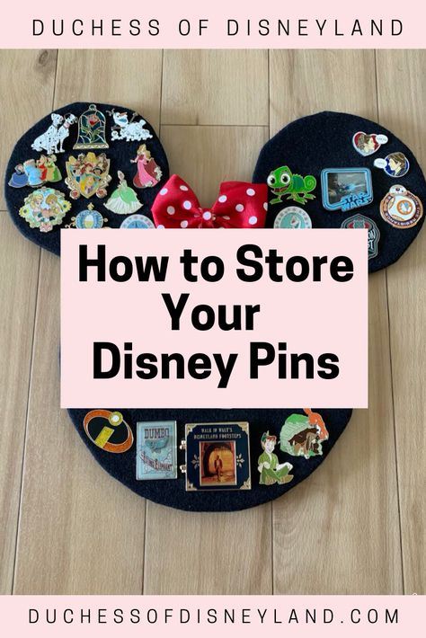 How to Store Your Disney Pins Disney Trading Pin Display Ideas, Disney Pin Storage Ideas, Disney Trading Pins Display, Disney Pin Organization, Disney Pin Display Ideas Diy, Displaying Disney Pins, Ways To Display Disney Pins, Disney Pin Collection Display, How To Display Disney Pins