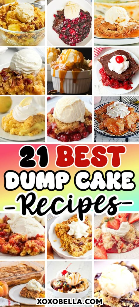 Dump cake ideas Dump Cake Recipes Dont Mix It, Easy Desserts Dump Cake, Dump Box Cake Recipes, Dump And Go Crockpot Desserts, Crockpot Dump Dessert Recipes, Apple Peach Dump Cake, Dump Cakes Recipes Easy Cherry, Coffee Cake Dump Cake, 4 Ingredient Apple Dump Cake