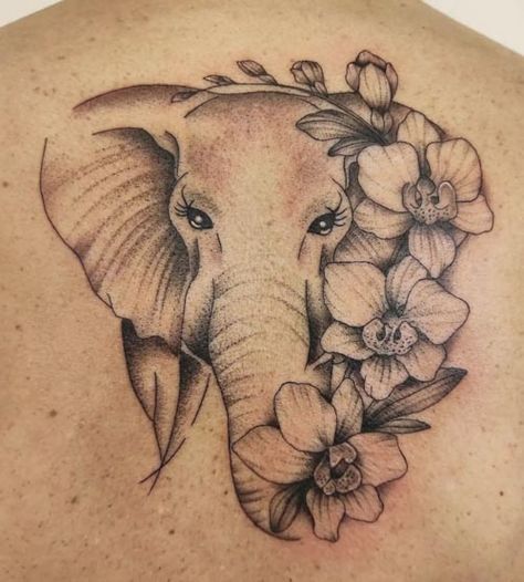 rose pedals elephant tattoo Elephant Head Tattoo, Elephant With Flowers, Elephant Thigh Tattoo, Elephant Family Tattoo, Mandala Elephant Tattoo, Tats Ideas, Elephant Tattoo Design, Mommy Tattoos, Hip Tattoos Women