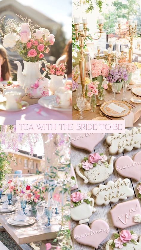 Bridgerton Bridal Tea Party, Tea Party Shower Food, Tea Party Ideas Bridal Shower Decor, 30th Tea Party, Bridal Tea Decor, Tea Party Bridal Shower Desserts, Tea Themed Bachelorette Party, Bridal Shower Decor Tea Party, Tea Garden Party Ideas