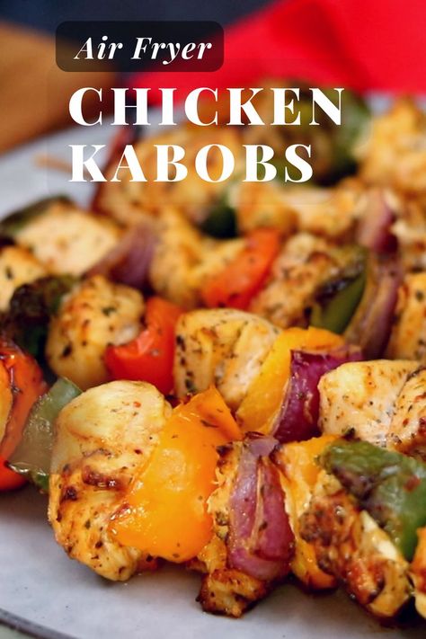 Air Fryer Chicken Kabobs Insanely Easy and Delicious Air Fryer Chicken Kabobs, Chicken Kabob Recipes, Grilled Chicken Kabobs, Air Fryer Ideas, Air Fryer Meals, Air Fryer Cooking, Kabob Recipes, Air Fryer Oven Recipes, Chicken Kabobs