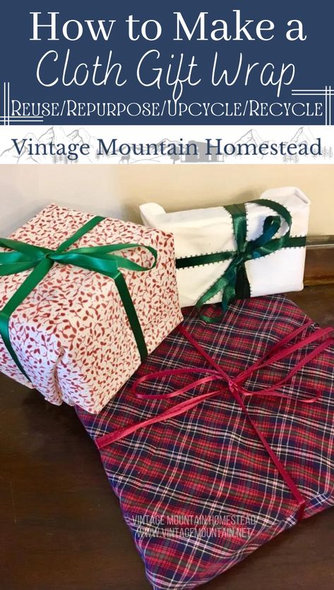 Reusable Cloth Gift Wrap ⋆ Vintage Mountain Homestead Zero Waste Party, Reusable Wrapping Paper, Reusable Wrapping, Fabric Wrapping Paper, Reusable Gift Wrap, Christmas Tips, Fabric Wrapping, Birthday Presents For Girls, Vintage Pumpkin