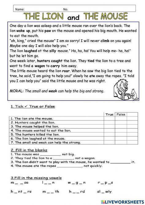 Lion And Mouse Activities, The Lion And The Mouse Worksheet, The Lion And The Mouse, Until The Lion Learns To Write, Lion And Mouse Story, Lion And The Mouse Story Images, Lion And The Mouse, I Am Sorry, Story Activities