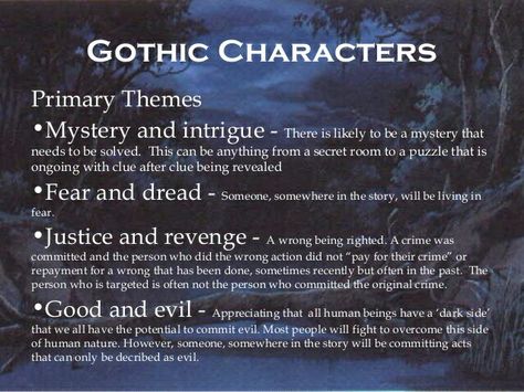 Gothic Themes Gothic Story Inspiration, Gothic Writing Aesthetic, Gothic Literature Prompts, How To Write Gothic Literature, Gothic Fiction Aesthetic, Gothic Writing Tips, Gothic Horror Writing, Writing Gothic Fiction, Gothic Novel Aesthetic