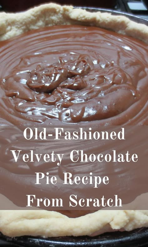 Warning: Once you've made this easy, old fashioned chocolate pie from scratch, there'll be no going back! This velvety, smooth, and decadently delicious pie is addictive. #HomemadeChocolatePie #ChocolatePieRecipe #OldFashionedChocolatePie #FromScratchChocolatePie Recipes For Chocolate Pie, Old Fashion Homemade Recipes, Chocolate Gravy Pie, Homemade Chocolate Pudding Pie, Old Fashioned Desserts Grandmothers, Pies For Bake Sale, Old Fashioned Thanksgiving Recipes, Chocolate Cream Pie From Scratch, Best Pie Recipes Homemade