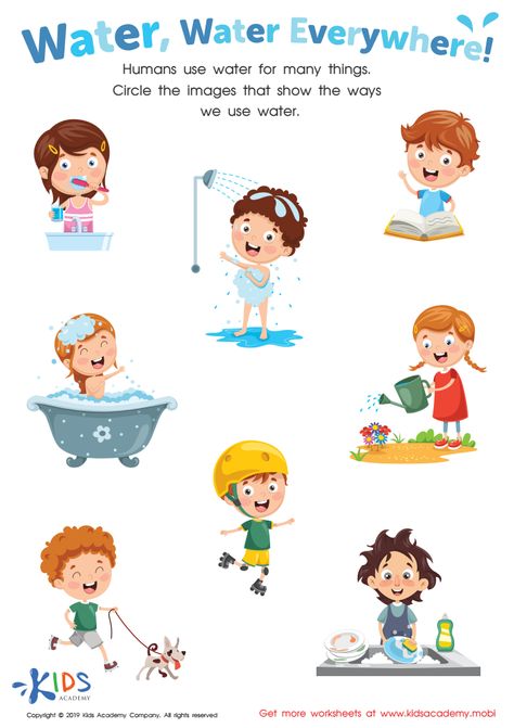 Water Kindergarten Activities, Water Uses Kindergarten, Water Uses Worksheet, Use Of Water Worksheet, What Do We Use Water For Preschool, Importance Of Water For Kids, Theme Water Preschool Activities, Water Importance, Why Water Is Important