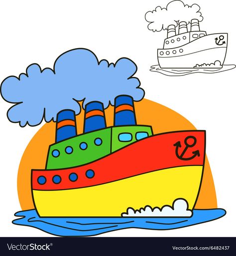 Basic Drawing For Kids, Oil Pastel Drawings Easy, Boat Drawing, Easy Art For Kids, Drawing Lessons For Kids, Easy Cartoon Drawings, Sailing Vessel, Ship Drawing, Art Lessons For Kids