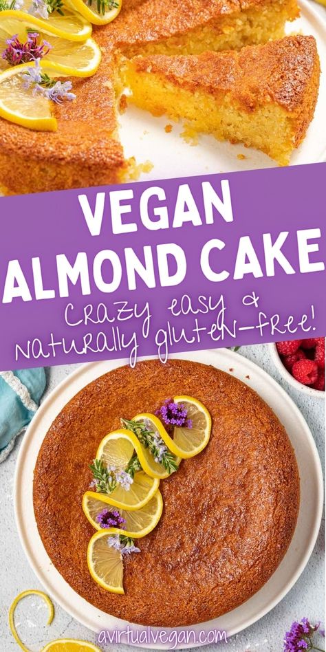 Vegan Almond Cake, Gluten Free Almond Cake, Vegan Gluten Free Cake, Glutenfri Baking, Vegan Lemon Cake, Almond Flour Cakes, Vegan Ricotta, Vegan Gluten Free Desserts, Almond Cake Recipe