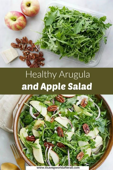 Arugula Recipes Vegan, Fall Arugula Salad, Apple Arugula Salad, Arugula Apple Salad, Arugula Recipes, Arugula Salad Recipes, Apple Salad Recipes, Autumn Salad, Apple Salad