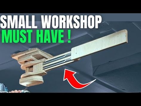 (118) HANDS Down The Best Workshop Upgrade I Have Made. - YouTube Workshop Boom Arm, Carpenter Workshop Ideas, Woodshop Cabinet Storage, Workshop Ideas For Adults, Table Saw Infeed Support, Small Shop Organization Ideas, Small Woodshop Layout, Workshop Bench Ideas, Woodshop Storage