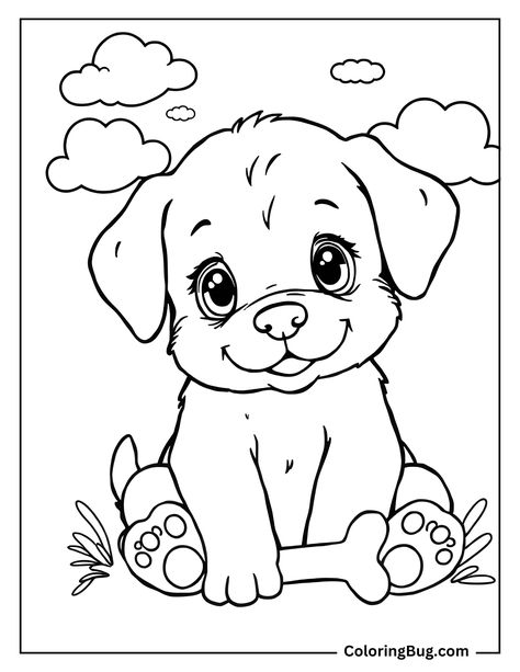 Puppy Coloring Pages Free Printable, Cute Puppy Coloring Pages, Dog Coloring Pages Free Printable, Picture For Coloring, Cute Puppies Golden Retriever, Cute Husky Puppies, Baby Puppy, Puppy Coloring Pages