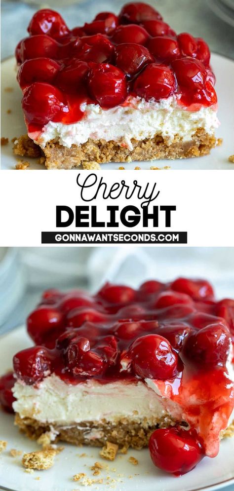 Cherry Delight Recipe, Cherry Delight Dessert, Cherry Recipes Dessert, Delight Dessert, Summer Desserts Easy Healthy, Cherry Delight, Healthy Summer Desserts, Cherry Desserts, Layered Desserts