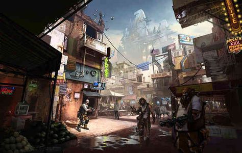 Great Cyberpunk - Anime City concepts for Lego! Scrap Punk, Delhi Market, Sci Fi Landscape, Digital Art Inspiration, City Ideas, Anime City, Cyberpunk Anime, Cyberpunk City, Arte Cyberpunk