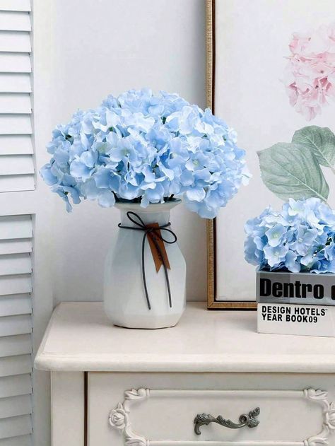 Blue  Collar     Embellished   Home Decor Blue Flowers Decor, Florida Bedroom, Hydrangeas Flowers, Blue Wedding Centerpieces, Home Decoration Wedding, Fake Hydrangeas, Flower Bedroom, Artificial Hydrangeas, Hydrangea Flowers