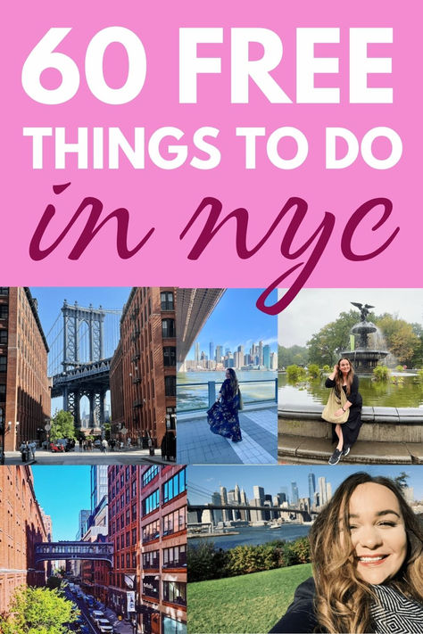 A montage of images, featuring different free things to do in NYC. Free Things In Nyc, Free Nyc Things To Do, Nyc Free Things To Do, Cheap Things To Do In Nyc, Free Things To Do In New York City, Free Things To Do In Nyc, Fun Things To Do In Nyc, New York Tourist Attractions, New York Tourist