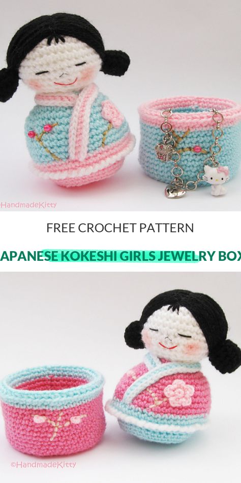 Stylish Jewelry Dishes Free Crochet Patterns - Knit'n Wool Crochet Japanese, Japanese Crochet Patterns, Jewelry Dishes, Japanese Crochet, Crochet Kids, Girls Jewelry Box, Crocheting Ideas, 4 Ply Yarn, Crochet Business