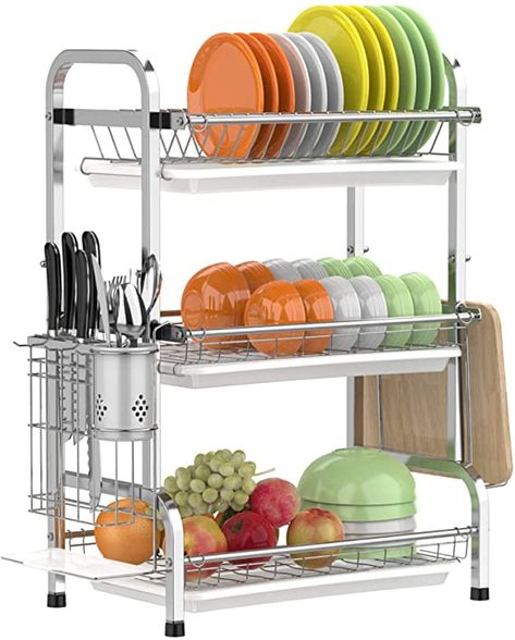 Drying Rack Kitchen, Kitchen Racks, Pan Storage, Sink Dish Rack, Comfortable Kitchen, Stainless Steel Utensils, Dish Drying Rack, Dish Drainers, Kitchen Storage Rack