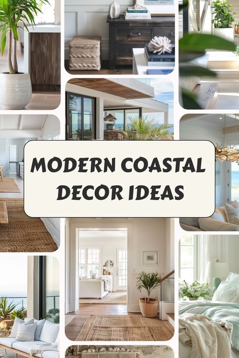 Modern coastal decor ideas featuring neutral tones, natural textures, and bright, airy interiors. Coastal With Dark Wood, Masculine Coastal, Modern Coastal Design, Cape Cod Decor, Modern Cape, Coastal Interior Design, Coastal Entryway, Bedroom Coastal, Sleek Coffee Table