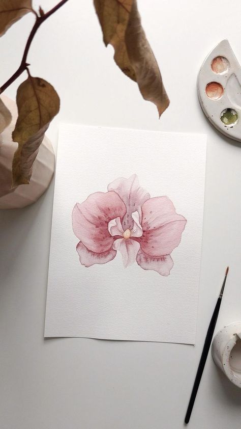 Orchid Drawing, Orchids Painting, Watercolor Paintings For Beginners, Art Graphic Design, Art Folder, Watercolor Flower Art, Art Painting Gallery, Watercolor Art Lessons, Botanical Painting