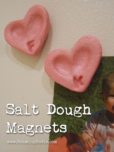 Heart Shaped Salt Dough Fingerprint Magnets Fingerprint Magnets, Salt Dough Projects, Dough Crafts, Salt Dough Crafts, Dough Ideas, Kids Homemade, Diy Crafts For Adults, Mother's Day Ideas, Mother's Day Crafts