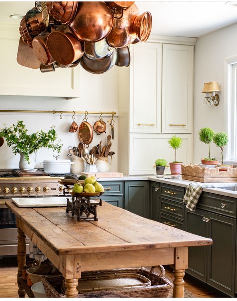 Marian Parsons, 1970 Kitchen, Table Island, Bakers Table, Rustic Wood Floors, Patterned Tile Backsplash, Kitchen Updates, Miss Mustard Seed, French Country Kitchens