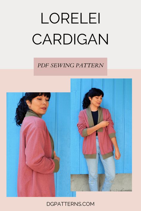 THE PATTERN FEATURESA loose-fit knit cardigan with long sleeves, sleeve cuffs, and a hemline band.The cardigan has a hip-length style and features a front rollover collar. MEASUREMENT Please, select your cardiganThe pattern has 4” ease at the BUST point for the cardi MATERIALS LEVEL: Confident Beginners RECOMMENDED FABRICLight, medium to heavy knit fabric depending on […] Cardigan Sewing Pattern, Floor Printable, Printable Sewing Patterns, Sewing Tutorials Free, Sewing Rooms, Heavy Knit, Easy Sewing Projects, Sewing Patterns Free, Free Sewing