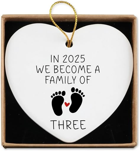 Amazon.com: New Mom Dad Gifts Ceramic Ornament Keepsake Sign Heart Plaque In 2025 We Become a Family of Three Pregnancy Announcement Gifts for New Parents Baby Reveal Ideas Christmas Ornament : Baby Baby 2025 Announcement, Name Reveal Ideas, Mom To Be Gift Ideas, Third Pregnancy Announcement, Journey Aesthetic, Baby Quotes Pregnancy, Announce Baby, Pregnancy Reveal Ideas, Pregnancy Announcement To Family