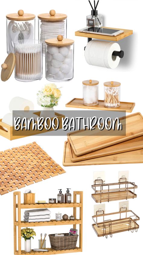 Decor #decor #bamboo #bathroom #bathroomideas Bamboo Diy Decor, Bamboo Decor Bathroom, Bamboo House Decor, Spa Like Bathroom Decor Ideas, Bamboo Inspired Bathroom, Bamboo Bathroom Shelf, Bathroom Decor Bamboo, White And Bamboo Bathroom, Small Bathroom Spa Decor Ideas