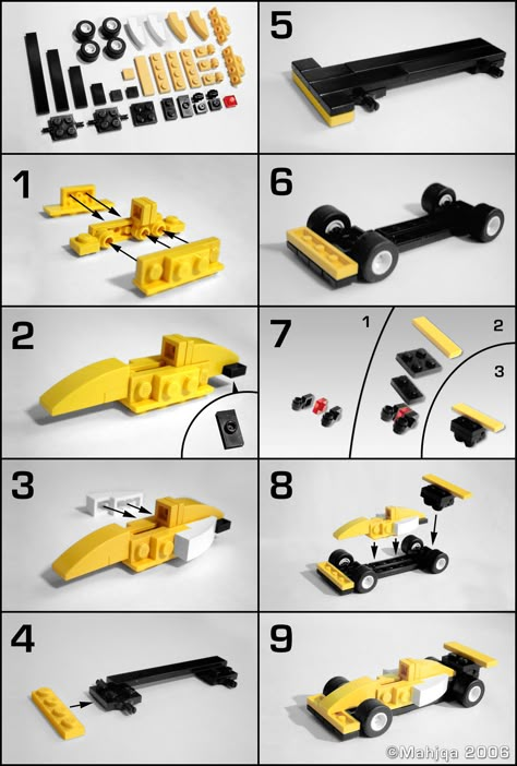 Lego Basic Ideas, Mini Lego Creations, F1 Lego Car, Cool Things To Build With Legos, Lego Mini Car, Easy Lego Instructions, Lego Car Instructions, Mini Lego Ideas, Lego Ideas To Build Instructions