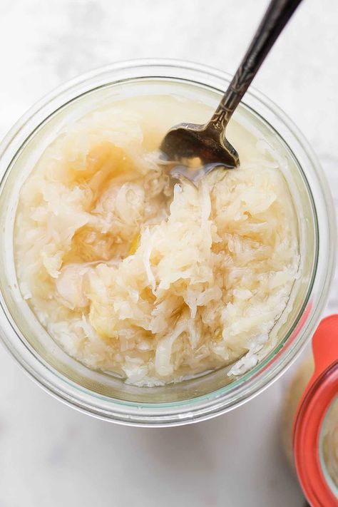 How To Make Sauerkraut, Grilled Brats, Make Sauerkraut, Beer Brats, Small Cabbage, Homemade Sauerkraut, Fermented Cabbage, Sauerkraut Recipes, Caraway Seeds