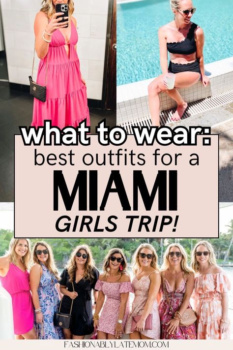 Heading to Miami for a Girls Weekend? Don't miss our blog post on the essential Miami Packing List and chic Vacation Outfits. Explore the best Miami Beach Fashion trends and discover Miami Outfits that are perfect for any activity, from beach days to nightlife, ensuring you look your best every step of the way. Miami In March Outfits, Miami Chic Outfit, Miami Brunch Outfit, Girls Trip Outfit Ideas, Outfits To Wear In Miami, Miami Day Outfits, Miami Beach Girls, Stylish Vacation Outfits, Girls Weekend Outfits