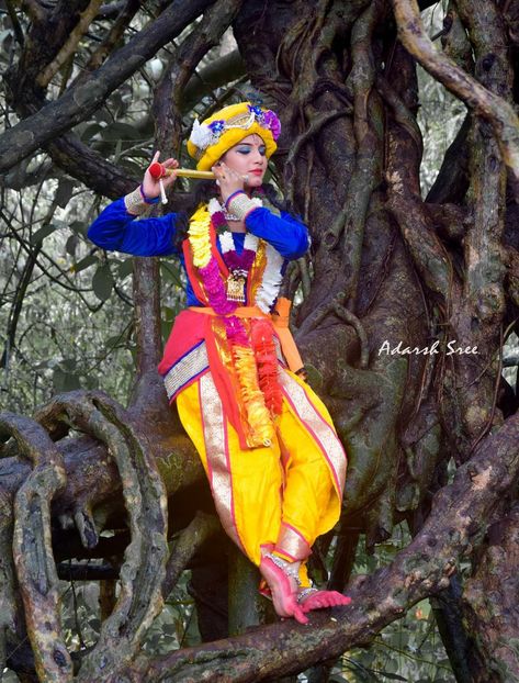 Radha Krishna Costume, Sree Krishna Jayanthi, Radha Look, Krishna Outfit, Krishna Makeup, Krishna Dance, Krishna Photoshoot, Krishna Costume, Krishna Jayanthi