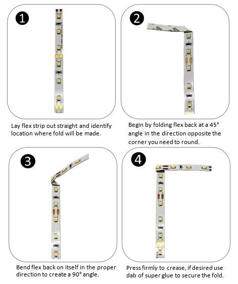 Inspired LED 101: How to bend LED flex | Inspired LED Blog Led Light Strip Design, Led Lights Bedroom Ideas Interior Design, Govee Neon Led Strip Light Ideas, Led Placement Ideas, How To Stick Led Lights On Wall, Led Light Placement Ideas Bedroom, Led Light Placement Ideas, Bedroom Strip Lights, Creative Led Light Strip Ideas